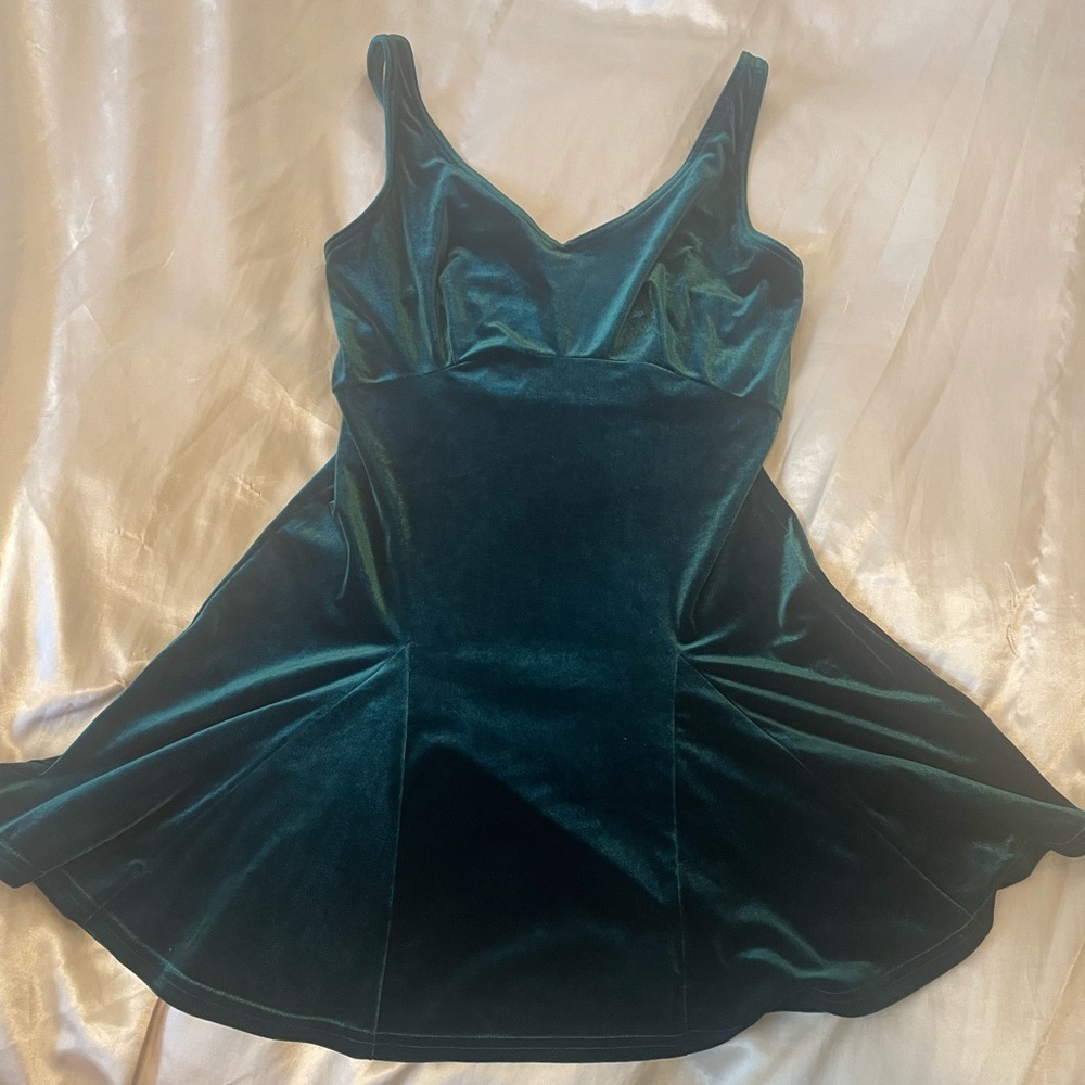 Victoria's Secret Green Velvet Fit and Flare Mini Dress